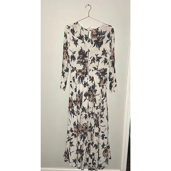 Free People First Kiss Maxi Dress Medium Sleeve Flowy Floral Scoop Neck White - Picture 8 of 16